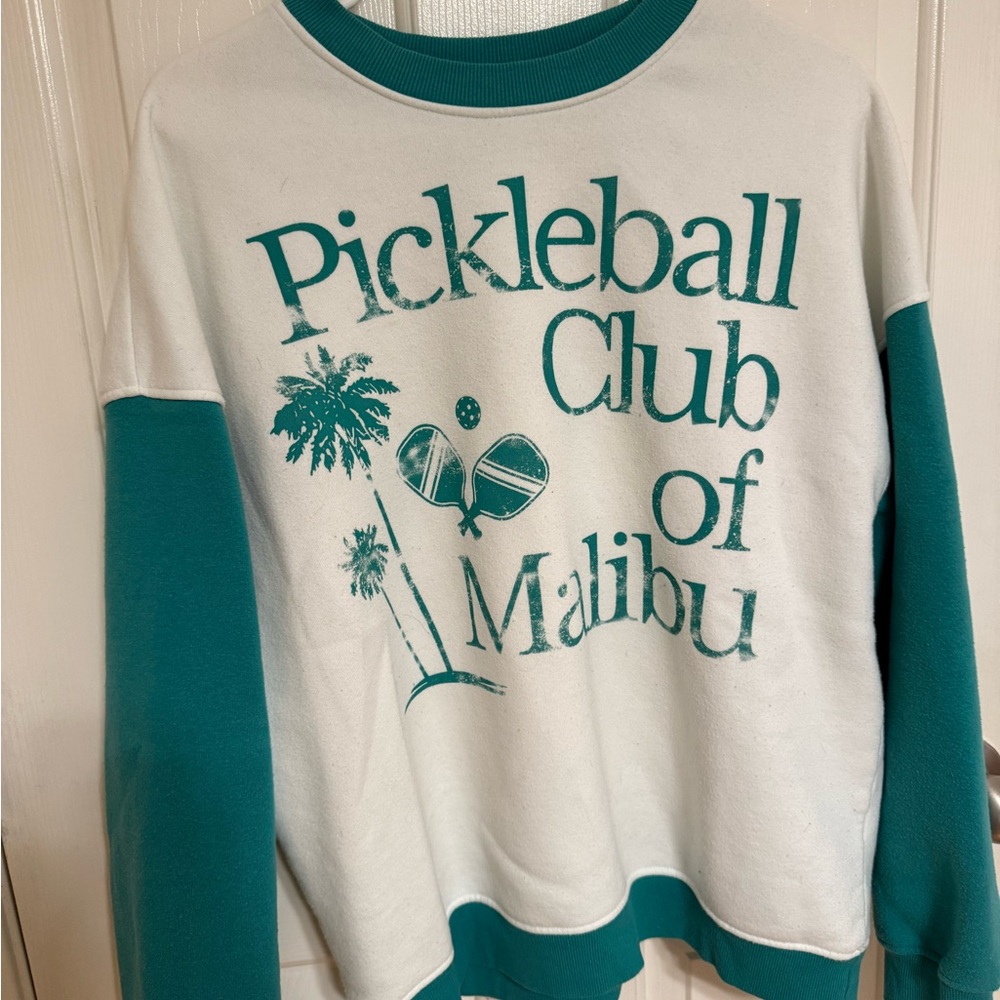 Teal and White Pickleball Club Sweatshirt